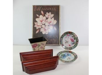 2 Hummingbird Plates By Lena Liu #2  # 3, Two 12in Hanging Shelves, Magnolia Picture, Metal Tin