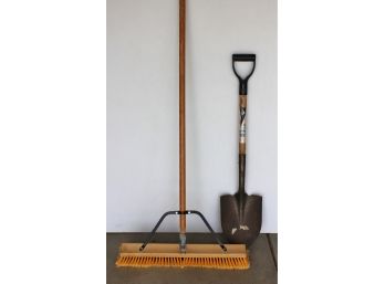 2 Ft Nice Garage Broom And Medium-sized Shovel
