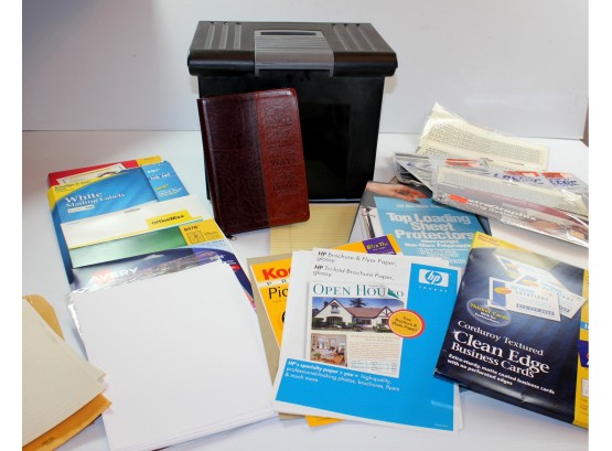Office Supplies # 1-plastic File Box, Labels, Sheet Protectors, Letters Etc