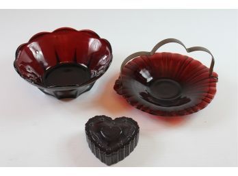Ruby Red Depression Glass-one Has Neat Handle