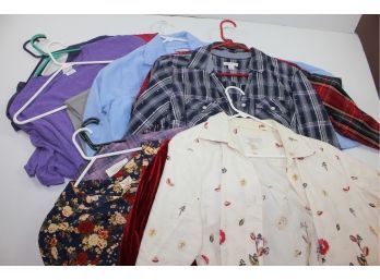 Few T-shirts, Two Pants Size Four Ann Klein & Size 10 Bend Over, Flannel Blouses Mostly Large