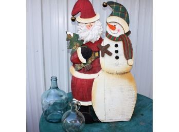 Christmas Stand Up Decor 32 In Tall- 2 Glass Jugs