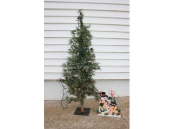 4 Foot Christmas Tree Lights-don't Work-wood Decor