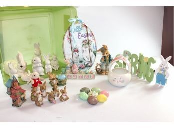Easter Lot 1-tote With Lid Full Of Easter Decor