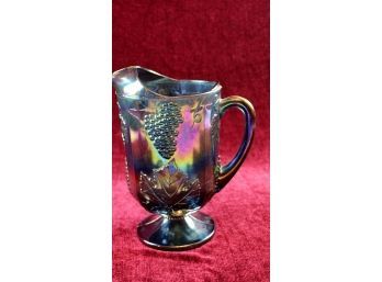 Indiana Glass Blue / Purple Carnival Harvest Grape Pitcher 10.5 In Tall
