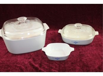 2 Amoco American Oil Star Promotional CorningWare 12 Oz No Lid And 9 Inch Square With Lid,
