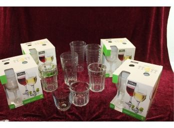 16 New Libby Wine Glasses, Two Plastic And 5 Glass Miscellaneous