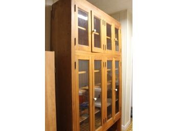 Solid Wood 6 Adjustable Shelves Display Or Storage With Glass Doors- 7 Ft Tall, 49 Inch Wide, 16 Inch Deep