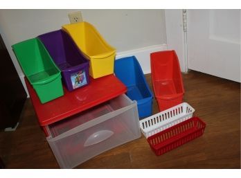 Plastic Lot-5 Pack Of Book Ends, Little Tikes Pull-out Drawer, Two Pencil Holders