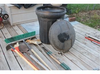 Yard Tools And Trash Bucket