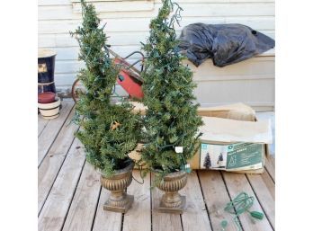2 Montana Topiary Trees 4 Ft Tall 1.5 Ft Wide-need Some New Lights