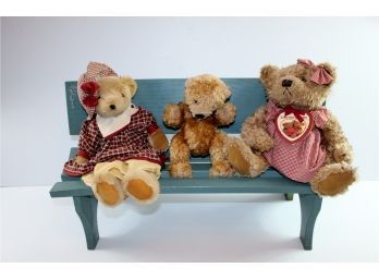 Wood Bench With Three Stuffed-first & Main Company, Zondervan