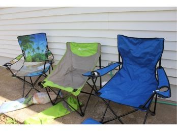 3 Folding Lawn Chairs In Cases-all In Nice Shape