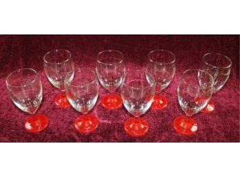 8 Stemmed Goblets With Pretty Red Bases
