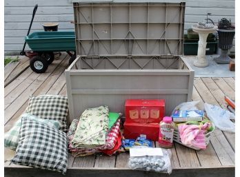 Everything In The Box Lot-pillows, Picnic  Tablecloth, Games, 50-pack Elastic Tie Downs- See Description