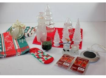 Christmas Decor-trees, Warmer With Melts, Tea Towels Etc