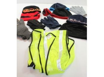 Men's Winter Accessories - Nike Hats And Gloves, Two Superman Caps, Gloves And Reflective Vest