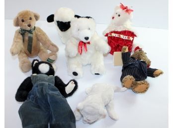 Miscellaneous Stuffed Animals-two Bears Are Dan Dee, Anna Club Jointed, Whitman's, Animated Cat Etc
