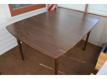 Vintage Formica Dining Table With Folding Leafs 39.5 X 59 Extended-39.5 X 27 With Sides Down