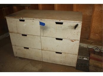 Wooden Garage Storage Cabinet Six Drawers 4 X 2 X 34 In Tall