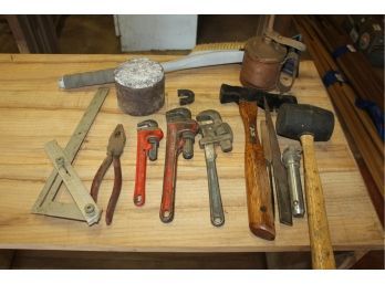 Miscellaneous Tools, Hammers, Hatchet, Pipe Wrenches, Round Weight