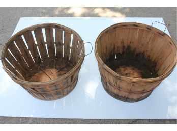 Two Old Wood Baskets