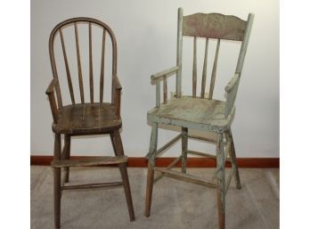 Two Wooden High Chairs-neither Have Trays
