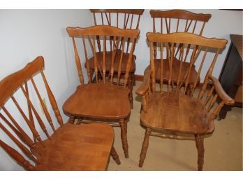 5 Dining Room Chairs-one Is A Captain's Chair, Lighter-colored One Is A Keller Brand