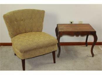 Kroeler Cloth Chair-needs Reupholstered-and Lightweight Table 24 X 16 X 19 Tall