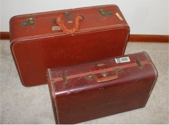 2 Red / Brown Suitcases-Samsonite 21 X 13 X 7, Belber Neolite 25 X 16 X 8