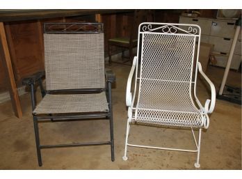 Two Outdoor Chairs-one Metal And One Folding