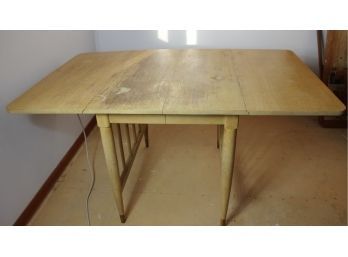 Blond Dining Table With Drop Sides-mechanism Works Great 60 X 38 X 30 Tall Extended -28. 5 X 38 Down