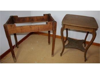24 Inch Square Wood Table With Lower Shelf 29 Tall And A Project Piece For You  Legs Only 30 X 20 X 30 T