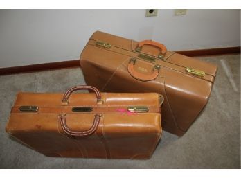 Two Leather Suitcases-one Belonged To Warren Hall Coots 18 X 24 X 7-other Has Initials P RS 18 X 24 X 8