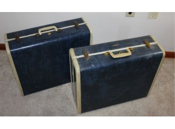 2 Blue Samsonite Suitcases Both 21 X 17.5 X 8