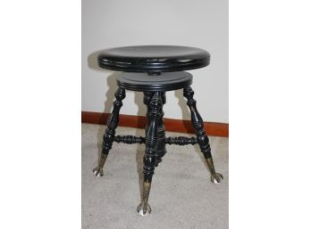 Piano Stool With Claw Feet And Glass Balls 18 In Tall X 14.5 In Diameter