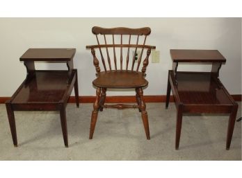 Cute Ethan Allen Wood Chair And Two Matching Light End Tables 16 X 25 X 22 Tall
