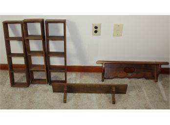 5 Wooden Shelves 2-24in Shelves-divided Are 22 X 6