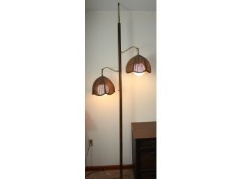 Three-way Pole Lamp With Wicker Shades