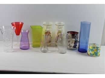 2 Angel Vases And Assortment Of Vases