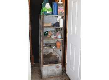 Old Shop Metal Shelf With Contents