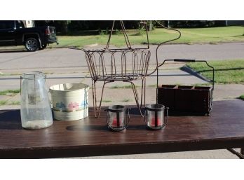 Wire Deer Basket Holder, Candle Lamps, Three Box Holder, Pail