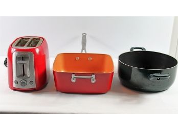 Toaster, Red Copper Pan, Wearever Pan