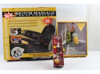 Massage Seat Cushion, Corner Glass Shelf Kit, Cookie Press