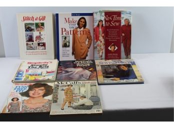 6 Cookbooks, Several Sewing Books, A Few Patterns, Curtain Making In Window Dressing Books, Misc