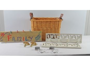 Wicker Style Basket With Handles, Wall Hangings-family-and Door Hangers