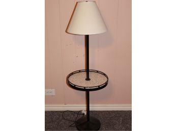 Lamp With Shelf, White Shade, 53 In Tall