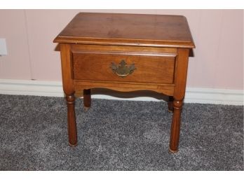 Small Wood End Table With Drawer 19 In Tall