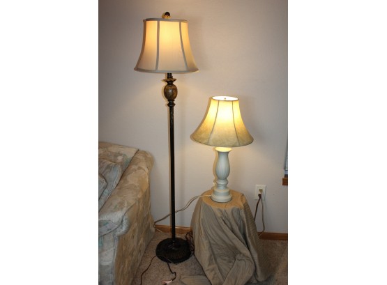 Two Lamps-61 In Tall Floor Lamp Has Some Scratches On Pole-table Lamp In Nice Shape