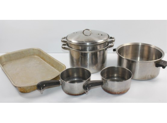 Miscellaneous Pans-large Baking, 2 Small Revere, Large Steamer, Large Pan With No Lid